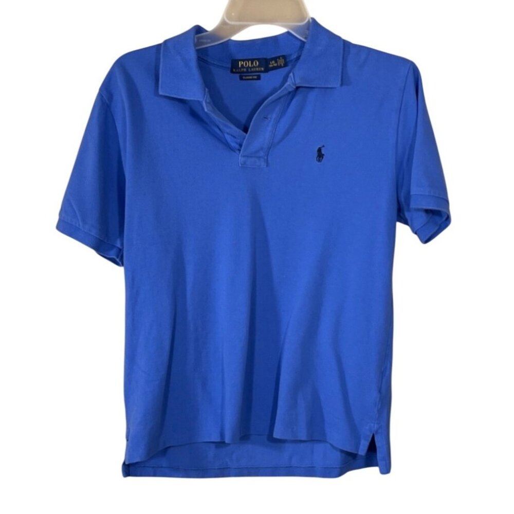 Polo Ralph Lauren Boy's Shirt (NO BUTTONS) Blue L Large Short Sleeve
